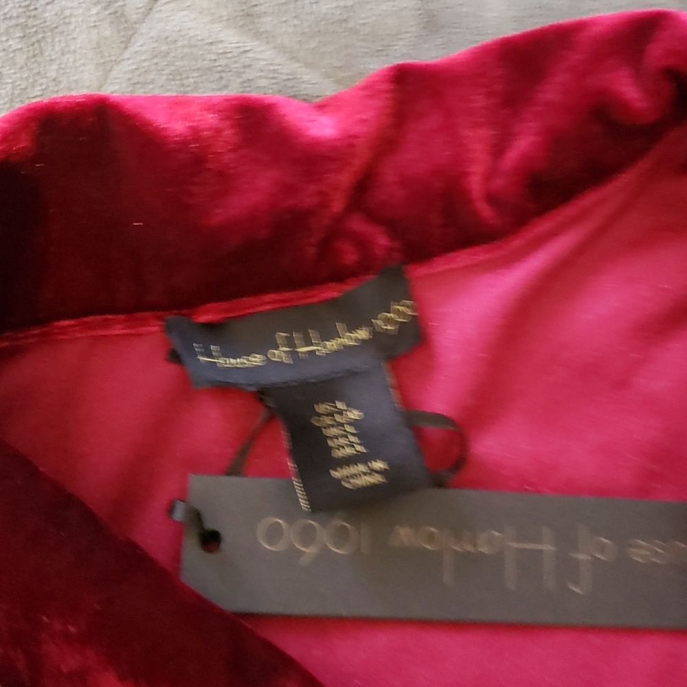 NWT House of Harlow 1960 Red Velvet Button Front Ruched Dress - Picture 6 of 7
